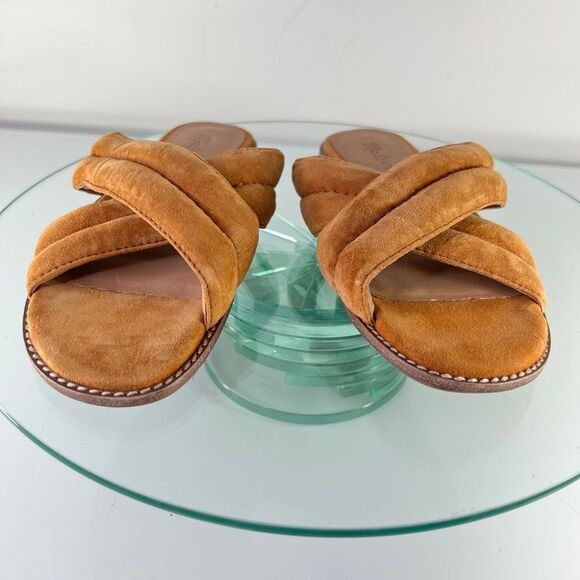 Madewell Skyler Slide Sandals Size 5.5 Brown Suede Leather Slip On - Picture 2 of 8